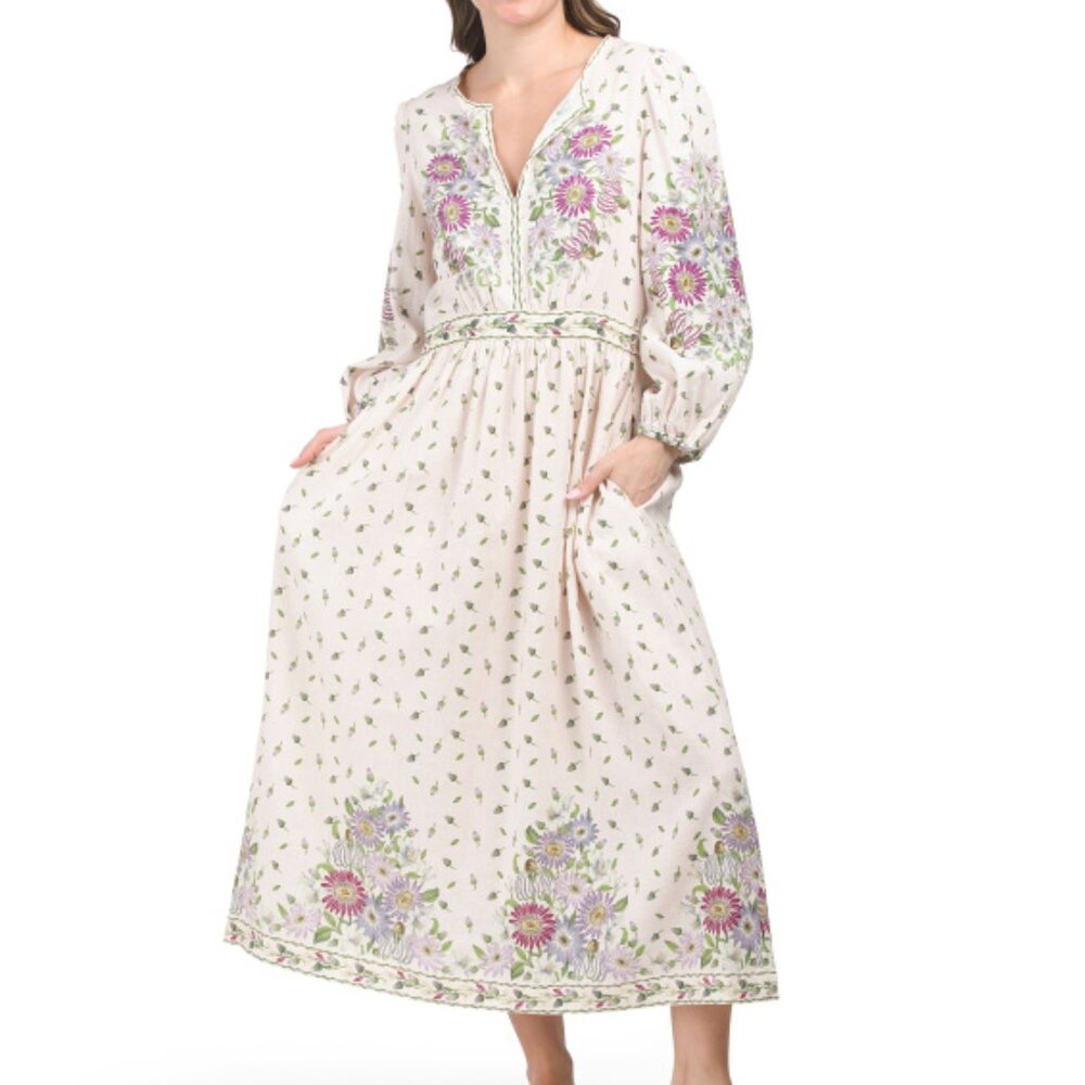 Floral linen blend Dress